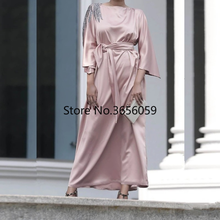 Рамадан ИД Мубарак мусульманские модные атласные платья для женщин хиджаб длинное платье Abaya Дубай Турция ислам платья длинное платье 2021 2024 - купить недорого