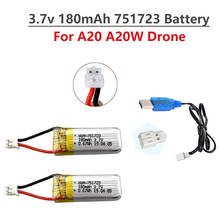 Peças de reposição para drone a20 a20w quadricóptero, 2 tamanhos originais, 3.7v, 180mah, bateria lipo, quatro eixos 2024 - compre barato