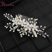 Floral Hair Comb Wedding Hair Accessories Gold Rhinestone Headband Bridal Headband Hair Pins Wedding Hair Jewelry RE3622 2024 - buy cheap