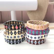 Multicolor Tile Enamel Evil Eye Bracelet Tila Bead Stretch Bracelet For Women Boho Jewelry Metal Pulseira Gifts Girl QC2702 2024 - buy cheap
