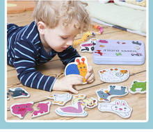 Rompecabezas Montessori de madera para bebé, emparejamiento cognitivo de Frutas/animales/vehículos, tarjeta, juguetes de cartón para bebés, regalo 2024 - compra barato