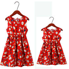 2021 New Arrival Summer Mosaic Family Matching Red Tank Dresses Flower Print Mom and Daughter Matching Clothes Dress110-160 2024 - compre barato