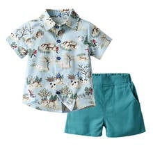 Top and Top Kids Clothes Set Little Boys Casual  2Pcs Outfits Animal Design Shirt+Short Pants Childrens Hawaiian Style Costume 2024 - buy cheap