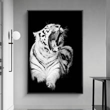 Roaring Wild White Tiger Canvas Paintings on the Wall Art Posters and Prints African Animals Art Pictures For Living Room Decor 2024 - buy cheap