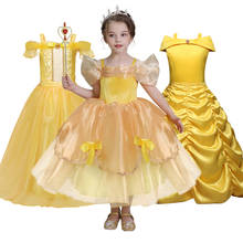 Vestido de La Bella y La Bestia para niñas, ropa de princesa, disfraz de carnaval, Cosplay, fiesta, Verano 2024 - compra barato