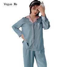 Nova fibra de seda viscose pijamas manga longa calças pijamas conjunto homewear banho roupas pijamas nightdress 2024 - compre barato