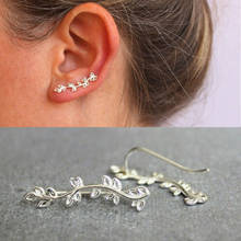 Brincos de folha em formato de prata, design simples para mulheres, fashion, punho de orelha, presente a199 2024 - compre barato