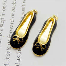 Julie Wang 5PCS Gold Tone Enamel Black Dance Shoes Alloy Charms Neckalce Pendant Findings Jewelry Making Wholesale Accessory 2024 - buy cheap