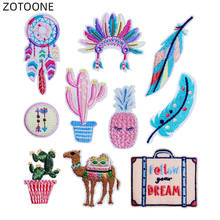 ZOTOONE Embroidered Badge Iron on Feather Patch Heat Transfer for Clothes Jeans DIY Camel Cactus Patches for Kids Bag Applique E 2024 - buy cheap
