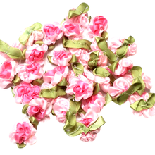 Hl 30 pçs fita flores com folha artesanal vestuário costura apliques diy acessórios d0208 2024 - compre barato