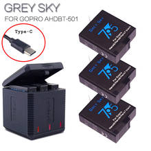 for gopro hero7 Battery 3 Slots LED Charger Storage Box + 3 Battery Pack + Type C Cable for GoPro Hero 5 6 7 Camera Accessories 2024 - buy cheap