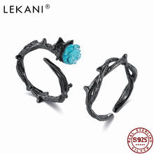 LEKANI Rose Thorns Adjustable Finger Rings For Women 925 Sterling Silver Vintage Jewelry Blue Crystal Rose Flower Couple Ring 2024 - buy cheap