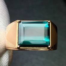 Anéis finos masculinos de ouro 18 k, joias verdadeiras de ouro 100% natural verde com pedras preciosas de turmalina 5.75ct de diamantes para casamento, anéis finos para homens 2024 - compre barato