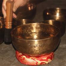 Тибетская Поющая чаша с полной луной непальская чистая ручная работа профессиональная звуковая бронзовая чаша OM Йога терапия Будда чакра идеальный подарок 2024 - купить недорого