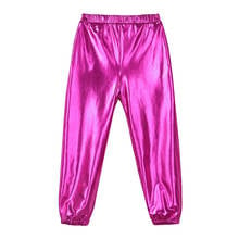 Kids Girls Fashion Party Dancing Clothes Glossy Metallic Elastic High Waist Dance Pants Hip Hop Trousers Streetwear Dancewear 2024 - buy cheap