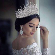 Joyería para el cabello para novia, accesorios de diamantes de imitación, banda para la cabeza de boda, diadema, corona, Reina, novias, Tiara barroca 2024 - compra barato