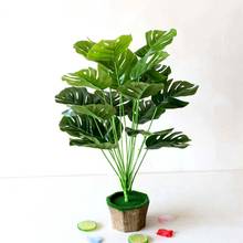 1 букет искусственных растений, Зеленые пальмовые листья, украшение для дома, сада, комнаты, балкона, Тропическое пластиковое искусственное растение 2024 - купить недорого