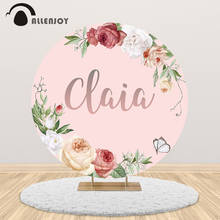 Allenjoy Flower Pink Round Background Circle Backdrop Cover Customized Birthday Party Baby Shower Girl Decor Photo Booth Banner 2024 - buy cheap