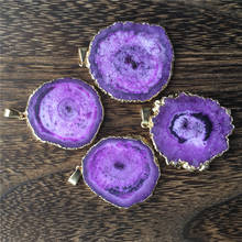 New Natural Stone Quartz Crystal Chrysanthemum Purple Agates Pendants for Diy Jewelry Necklace Making Accessories 3PCS Wholesale 2024 - buy cheap