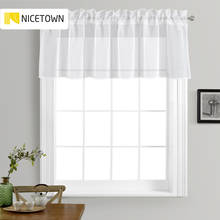 Nicetown cortina de linho voile com janela de cozinha, tratamento de janela para cozinha pequena, branca 2024 - compre barato