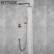 MTTUZK Brass Brushed Rose Gold Rain Shower Fuacet Set Matt Gold Shower Faucet Shower Arm Diverter Mixer Tap Handheld Spray Set 2024 - buy cheap