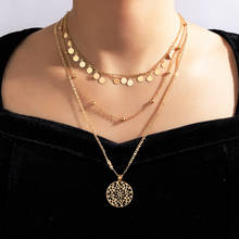 Винтажное ажурное геометрическое ожерелье HuangTang с подвеской для женщин в стиле бохо золотистого цвета с кисточкой-пластиной и цепочкой до ключиц модные ювелирные изделия 17428 2024 - купить недорого