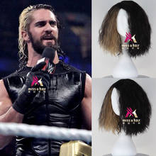 Quente cosplay peruca sintética curto encaracolado seth rollins men cabelo traje carnaval festa de halloween + peruca boné 2024 - compre barato