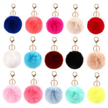 Keychain for Bags Black Pompom Faux Rabbit Fur Ball Keychains Crystal Letters Key Rings Key Holder Trendy Jewelry Bag Charm Gift 2024 - buy cheap