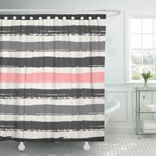 Watercolor Pastel Pink Light and Dark Gray Stripes Brush Shower Curtain Waterproof Polyester Fabric 72 x 72 Inches with Hooks 2024 - buy cheap