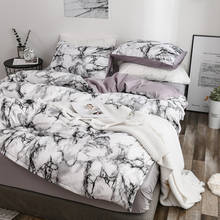 Conjuntos de cama de mármore estampado, 2 ou 3 peças com forros de cama de dupla face, estilo conciso, capa de cama, fronha, capa de cama, king/queen 2024 - compre barato