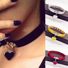 2020 Fashion Women Punk Gothic Necklace Heart-Shape Pendant Necklace Leather Collar Choker Goth Jewelry Valentine's Day Necklace 2024 - buy cheap