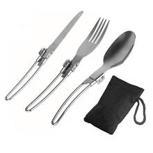 Outdoor Stainless Steel Folded Fork Spoon Knife Set Picnic Camping Dinnerware Tableware camping cookware 2024 - buy cheap