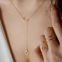 Necklace Jewelry Fashion Moon Star Pendant Choker Necklace Gold Color Alloy Zinc Chain for Women Party Jewelry Archery Necklace 2024 - buy cheap