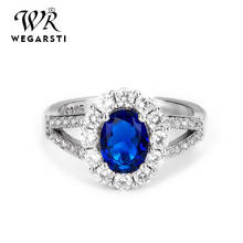 Top Quality Created Blue Sapphire Rings For Women Silver 925 Sterling Jewelry Ring For Women Wedding Engagement Party Gift 2024 - buy cheap