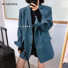 JuneLove spring women formal Turn Down Collar Long Sleeve Office Work Style Blazer Feminino Loose Single Breast Coat Outwears 2024 - buy cheap