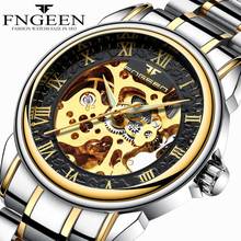 FNGEEN Skeleton Automatic Mechanical Watches For Men Top Brand Luxury Tourbillon Wrist Watch Waterproof Steel Black Watch Reloj 2024 - buy cheap