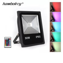 Holofote de led rgb, 10w, 20w, 50w, controle remoto, chip cob, lâmpada de rua, ac220v, 240v, ip65, à prova d'água, iluminação externa 2024 - compre barato