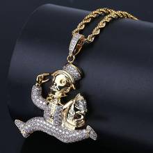 AAA+ Cubic Zirconia Paved Iced Out Bling Gold Take Money Running Simpson Pendants Necklace for Men Hip Hop Rapper Jewelry 2024 - buy cheap