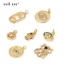 Evil Eye Micro Pave Zircon Turkish Evil Eye Pendant Gold Color Copper Charm Pendant for Necklace Jewelry Making Accessories BE10 2024 - buy cheap