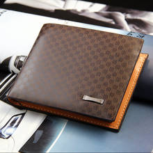 Fashion Business Casual Men's Wallets Plaid Pattern Brown Short Wallet Women Quality PU Leather ID Credit Card Holder Coin Purse 2024 - buy cheap