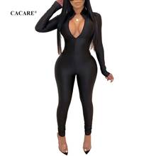 Cool Black Bodycon Jumpsuit Women Romper Bodysuit Playsuit Brief Style Bodies Ladies 2 Choices F0315 Deep V Neck Long Sleeve 2024 - buy cheap