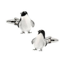 Abotoaduras masculinas de pinguim, material em latão com design animal fofo e preto, atacado e varejo 2024 - compre barato