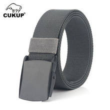 CUKUP-Cinturón de lona con hebilla automática para hombre, nuevo diseño, negro, de Metal, buena calidad, accesorios para Vaqueros, 3,8 cm de ancho, CBCK175 2024 - compra barato