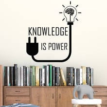 Book Room Wall Decal Knowledge Is Power Motivational Phrase Brain Pattern Vinyl Wall Stickers Home Decor School Classroom Z478 2024 - buy cheap