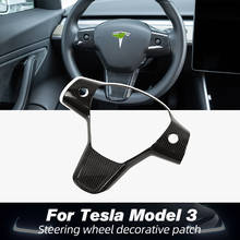 Model3 Car Steering Wheel Decorative Patch For Tesla Model 3 2021 Accessories Carbon Fiber ABS Decorative Accessories Model Y 2024 - buy cheap