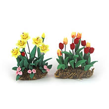 Mini acessórios em miniatura para casa de bonecas, acessórios para miniaturas de tulipas, decoração da manhã, da glória, modelo de flor do jardim, brinquedos para decoração de casa de bonecas, 1/12 2024 - compre barato