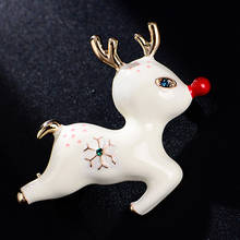 Zlxgirl new year brand enamel red nose deer animal brooch men's Christmas gifts fashion men hijab pins nice couple scarf pins 2024 - buy cheap