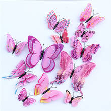 New style 12Pcs Double layer 3D Butterfly Wall Sticker on the wall Home Decor Butterflies for decoration Magnet Fridge stickers 2024 - buy cheap