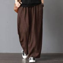 Women Pants Plus Size Women Casual Solid Color Cotton Linen Wide Leg Pants Loose Trousers 2021 Women's Clothing 2024 - buy cheap