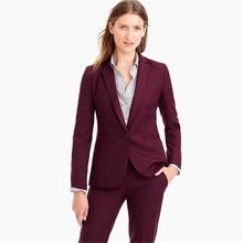 Borgonha fato profissional feminino ino vermelho, uniforme formal feminino de escritório 2 peças jaqueta calça traje feminino 2024 - compre barato